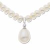 Thumbnail Image 1 of Freshwater Cultured Pearl Drop Necklace in 10K Gold with Diamond Accents