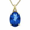 Thumbnail Image 1 of Oval Mystic English Blue Topaz Drop Pendant in 10K Gold with Diamond Accents