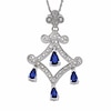 Thumbnail Image 1 of Pear-Shaped Blue Sapphire Drop Pendant in 14K White Gold with Diamond Accents