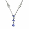 Thumbnail Image 0 of Blue Sapphire Drop Pendant in 14K White Gold with Diamond Accents