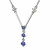 Thumbnail Image 1 of Blue Sapphire Drop Pendant in 14K White Gold with Diamond Accents