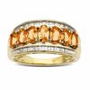 Thumbnail Image 1 of Oval Orange Sapphire Ring in 14K Gold with Diamond Accents