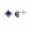 Thumbnail Image 1 of Square Blue Sapphire Stud Earrings in 14K White Gold with Diamond Accents