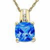 Thumbnail Image 1 of Blue Topaz Drop Pendant in 10K Gold with Diamond Accents