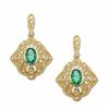 Thumbnail Image 1 of Oval Emerald and Diamond Drop Earrings in 14K Gold