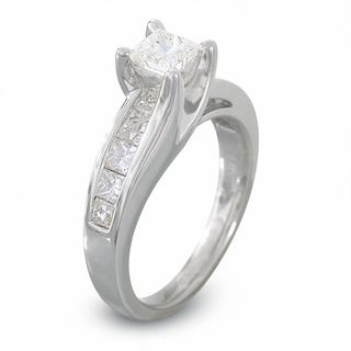 1 1 2 CT T W Princess  Cut  Diamond Bridge  Engagement  Ring  