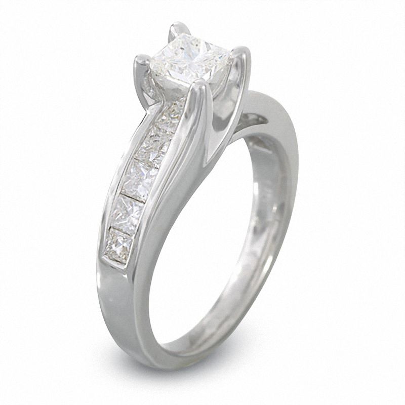 Petite Princess Diamond Bridge Engagement Ring by MDC Diamonds | White