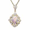 Thumbnail Image 1 of Oval Opal Drop Pendant in 14K Gold with Diamond Accents