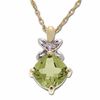 Thumbnail Image 1 of Peridot Drop Pendant in 14K Gold with Diamond Accent