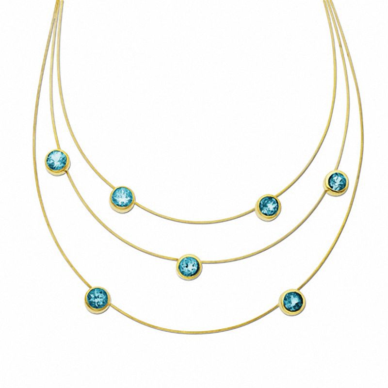 Main Image 1 of Blue Topaz Multi-Strand Necklace in 14K Gold