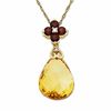 Thumbnail Image 0 of Briolette Citrine and Garnet Flower Drop Pendant in 14K Gold with Diamond Accent