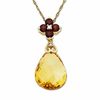Thumbnail Image 1 of Briolette Citrine and Garnet Flower Drop Pendant in 14K Gold with Diamond Accent
