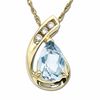 Thumbnail Image 1 of Pear-Shaped Aquamarine Drop Pendant in 10K Gold with Diamond Accents