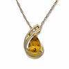 Thumbnail Image 0 of Pear-Shaped Citrine Drop Pendant in 10K Gold with Diamond Accents