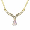 Thumbnail Image 0 of Pear-Shaped Opal Drop Necklace in 10K Gold with Diamond Accents
