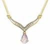 Thumbnail Image 1 of Pear-Shaped Opal Drop Necklace in 10K Gold with Diamond Accents