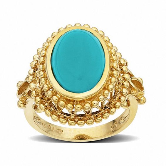 Oval Turquoise Ring in 10K Gold