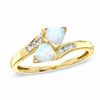 Thumbnail Image 1 of Lab-Created Trillion Cut Opal Bypass Ring in 10K Gold with Diamond Accents