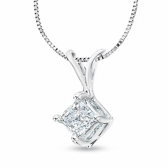3/4 CT. T.w. Princess Cut Diamond Twist Pendant in 14K White Gold