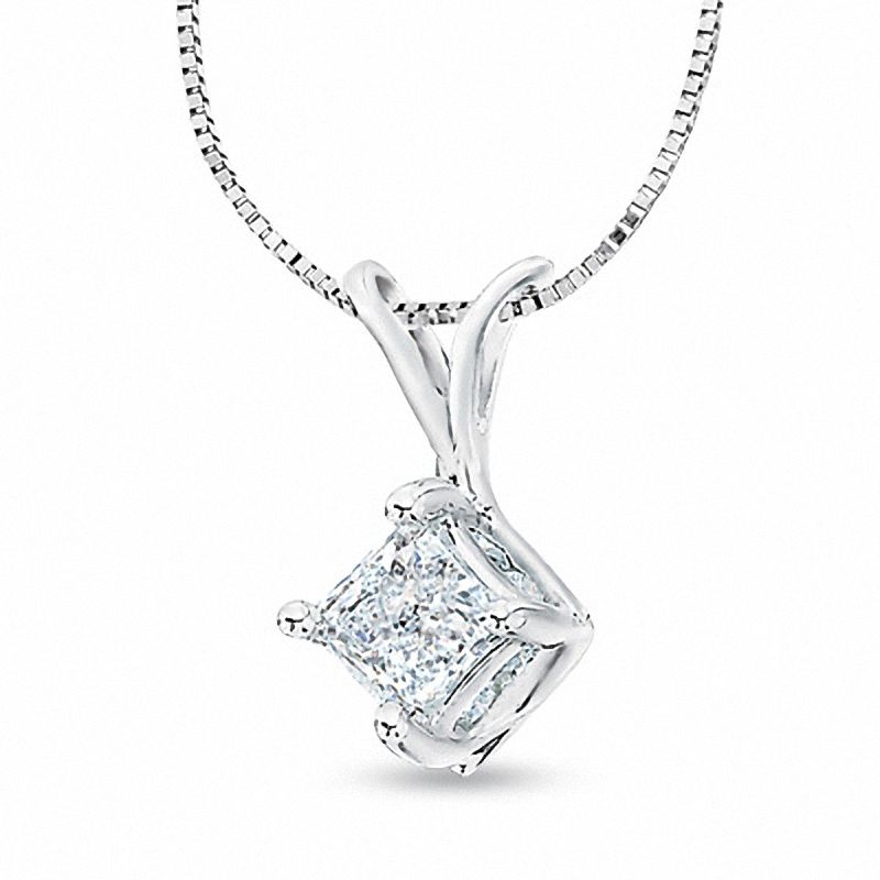 Main Image 1 of 3/4 CT. T.W. Princess Cut Diamond Twist Pendant in 14K White Gold