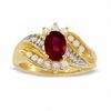 Thumbnail Image 1 of Lab-Created Ruby and White Sapphire Cluster Ring with Diamond Accents in 10K Gold
