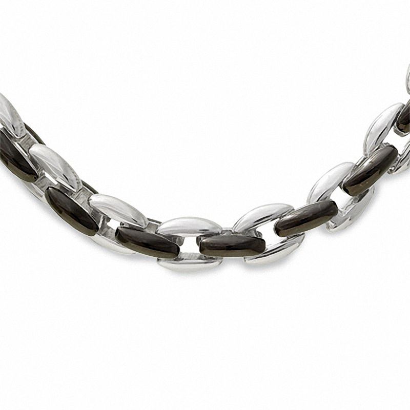 Main Image 1 of Men's Stainless Steel Black and White Oval Link Chain - 24"