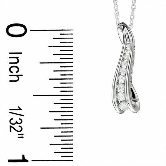 1/10 CT. T.w. Journey Diamond Channel Wave Pendant in 10K White Gold