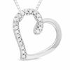 Thumbnail Image 1 of Tilted Heart Pendant in Sterling Silver with Diamond Accents