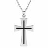 Thumbnail Image 1 of Men's Stainless Steel and Black Resin Inlay Cross Pendant