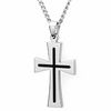 Thumbnail Image 1 of Men's Stainless Steel and Black Resin Inlay Cross Pendant