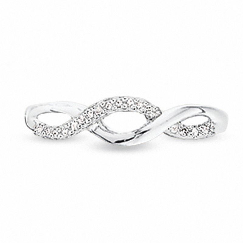 Main Image 1 of 1/10 CT. T.W. Diamond Twine Ring in 10K White Gold