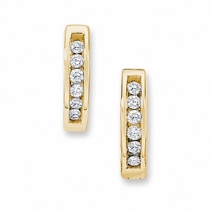 Zales 1/10 Ct. T.W. Diamond Channel-Set Huggie Hoop Earrings in 10K Gold