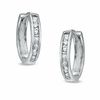 Thumbnail Image 0 of 1/10 CT. T.W. Diamond Huggie Hoop Earrings in 10K White Gold