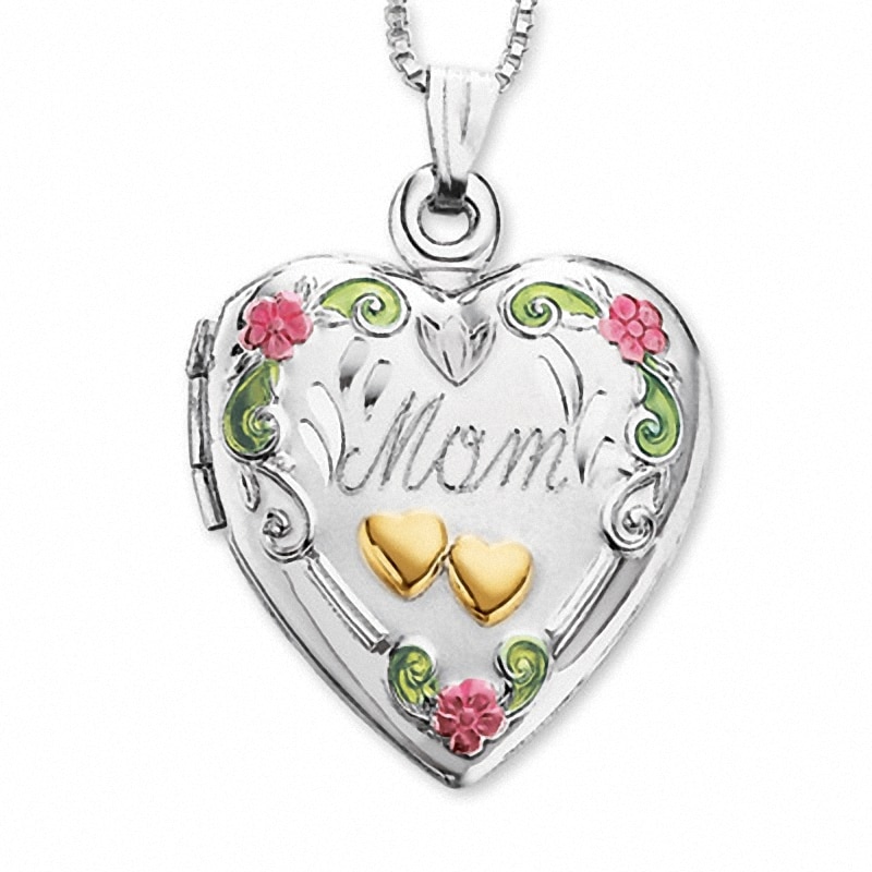 Mom Heart Locket in Sterling Silver