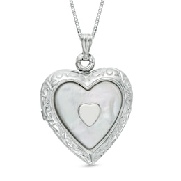 Mother-of-Pearl Heart Locket in Sterling Silver