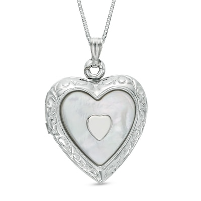 Mother Of Pearl Heart Locket In Sterling Silver Zales