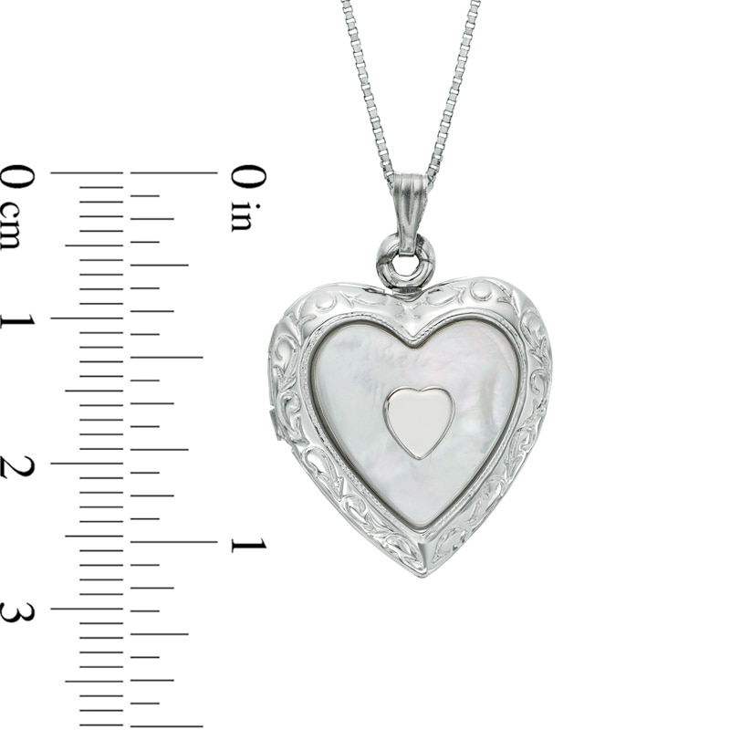 Mother-of-Pearl Heart Locket in Sterling Silver