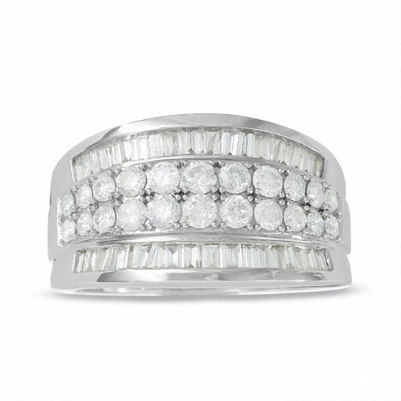 1-1/2 CT. T.w. Diamond Double Row Ring in 14K White Gold