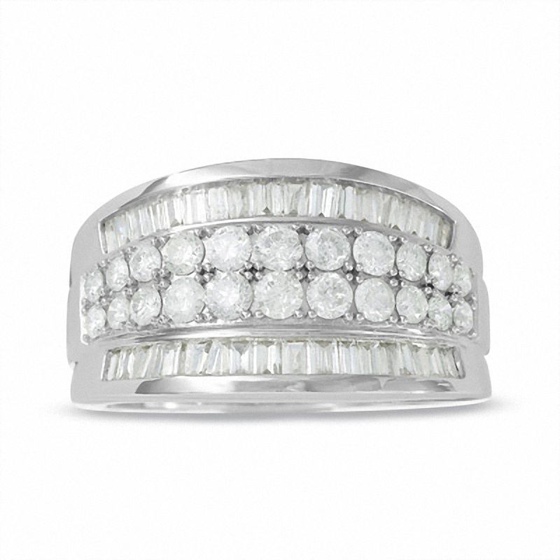 Main Image 1 of 1-1/2 CT. T.W. Diamond Double Row Ring in 14K White Gold