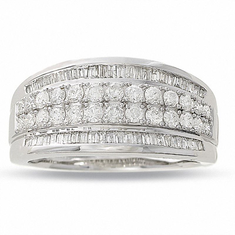 Main Image 1 of 1 CT. T.W. Diamond Double Row Ring in 14K White Gold