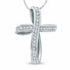 Thumbnail Image 0 of 1/8 CT. T.W. Diamond Loop Cross Pendant in 10K White Gold