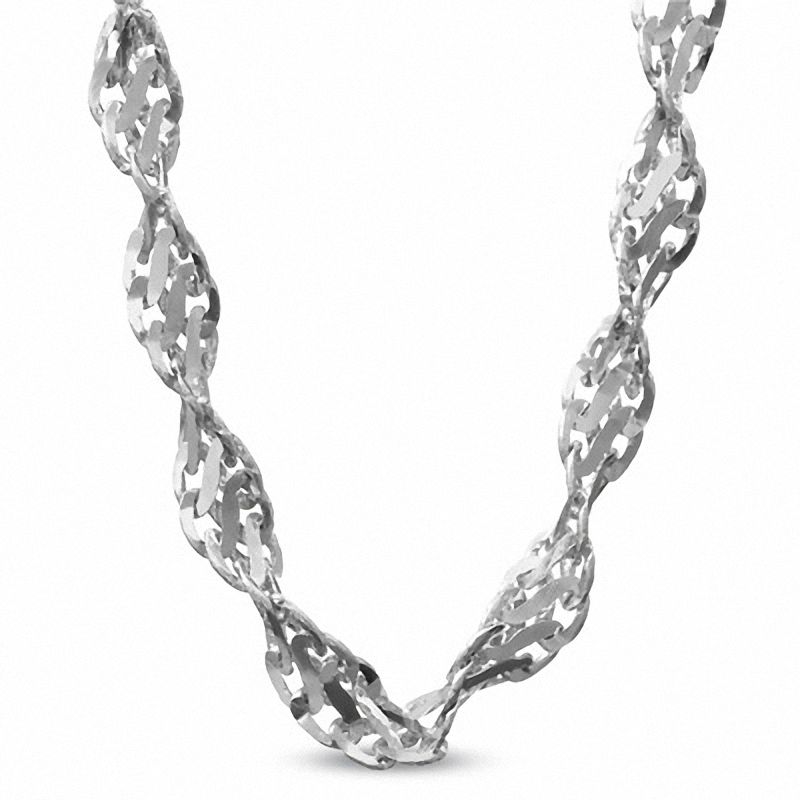 Main Image 1 of Ladies' 2.1m Fashion Singapore Chain Necklace in 14K White Gold - 18"