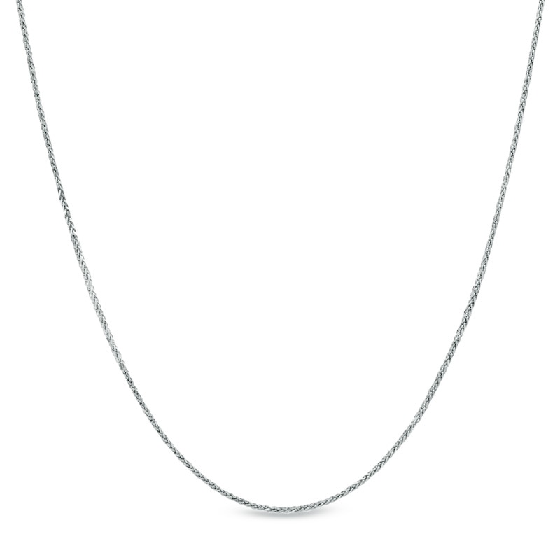 Main Image 1 of Ladies' 0.8mm Square Wheat Chain Necklace in 14K White Gold - 18"