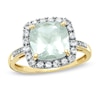 Thumbnail Image 1 of Cushion-Cut Green Quartz and Lab-Created White Sapphire Ring in 10K Gold with Diamond Accents