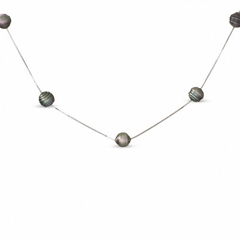 Main Image 1 of 9.0-10.0mm Tahitian Cultured Pearl Necklace in 14K White Gold