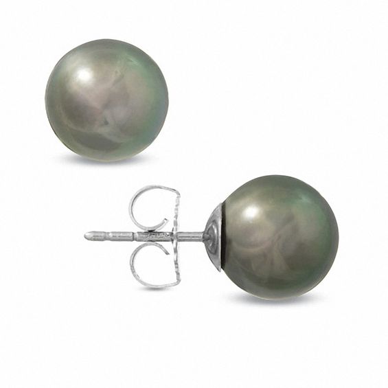 Tahitian Cultured Pearl Stud Earrings in 14K White Gold