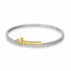 Thumbnail Image 1 of Heartfelt Collection Sterling Silver and 14K Gold Cross Bypass Bangle with Diamond Accents