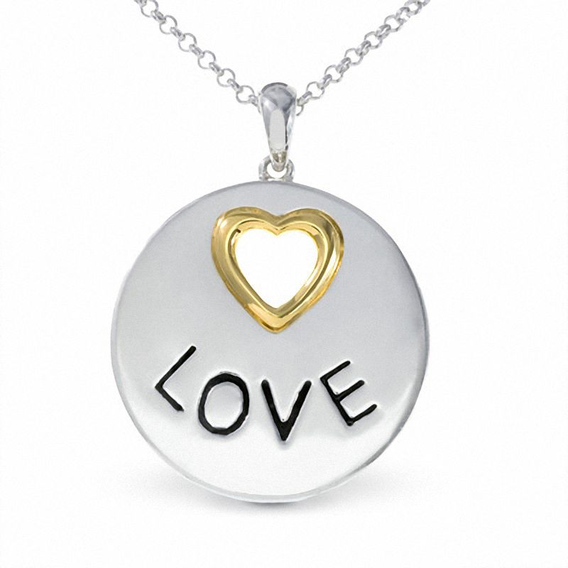 Main Image 1 of Heartfelt Collection Sterling Silver and 14K Gold Love Keyhole Pendant