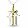 Thumbnail Image 1 of Heartfelt Collection Sterling Silver and 14K Gold Triple Cross Pendant