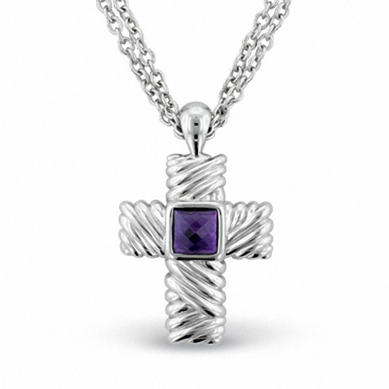 Main Image 1 of Amethyst Woven Cross Pendant